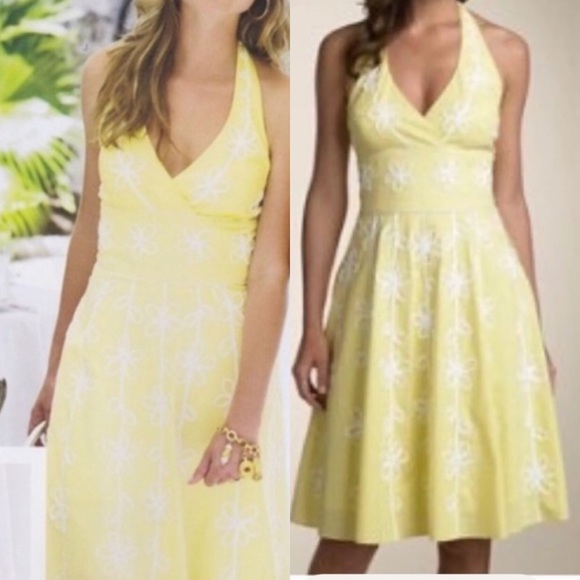 Lilly Pulitzer Dresses & Skirts - Lilly Pulitzer Yellow Floral Halter Dress | Size 6